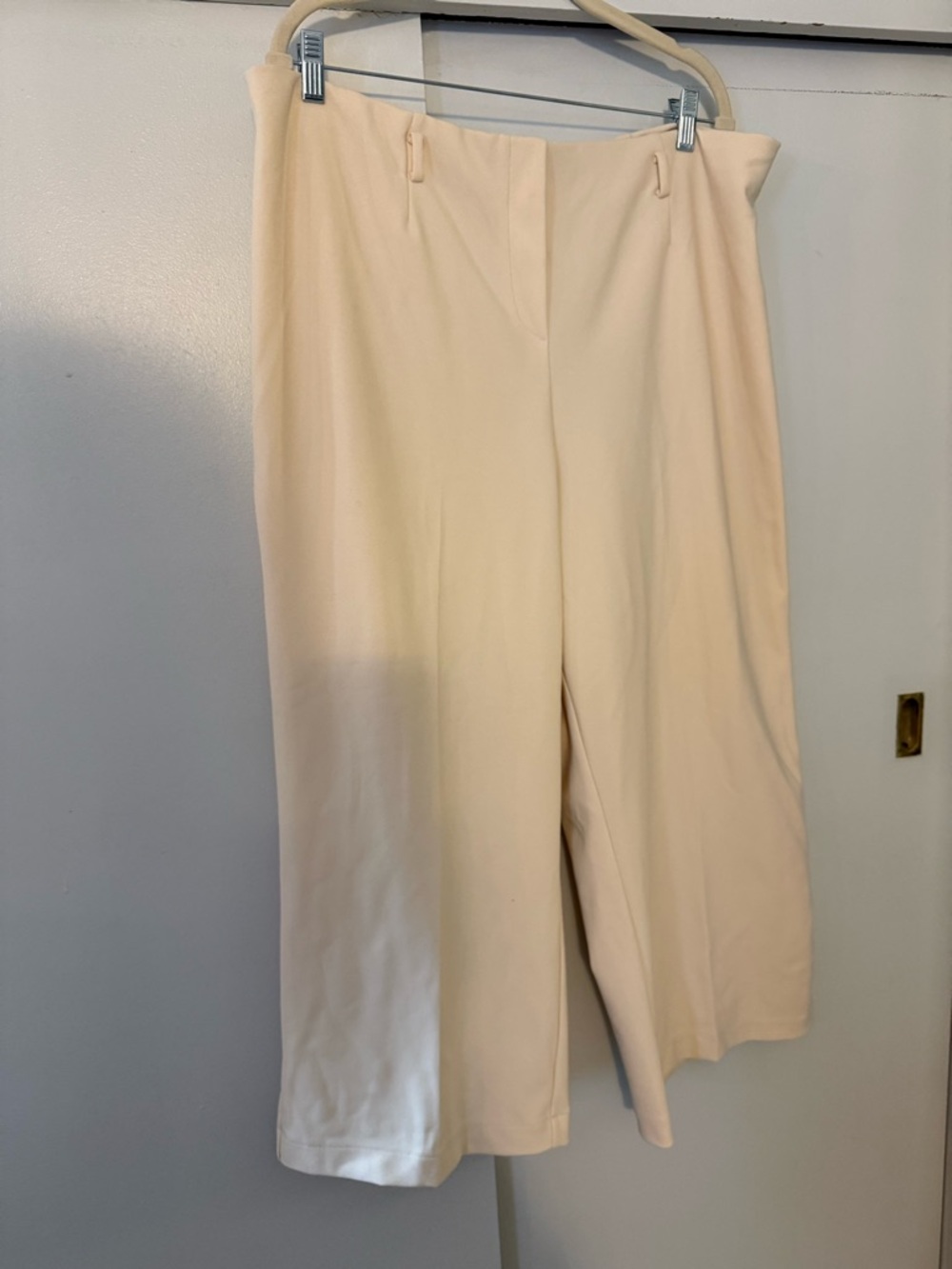 Cream Wide-Leg Cropped Pants
